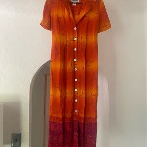 Dress Barn Orange and Red Maxi Dress